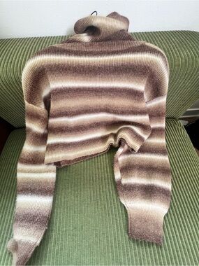 12th Tribe Brown and Cream Ombre Cowl Neck